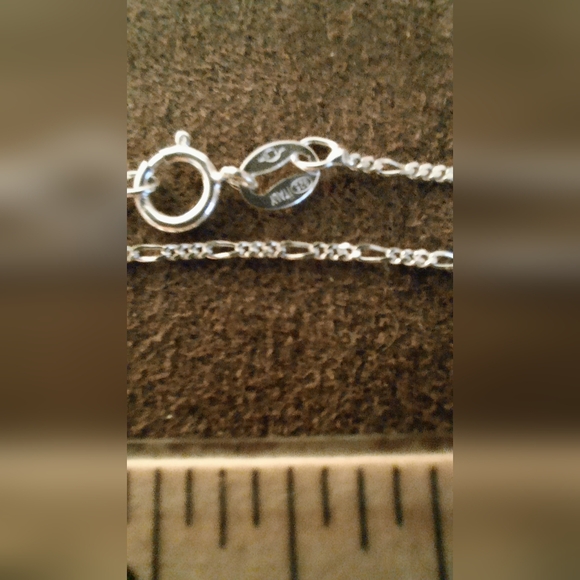 Signed Diamond 925 Sterling Silver Pendant On New Italy Figaro Chain 18in. - Picture 5 of 9